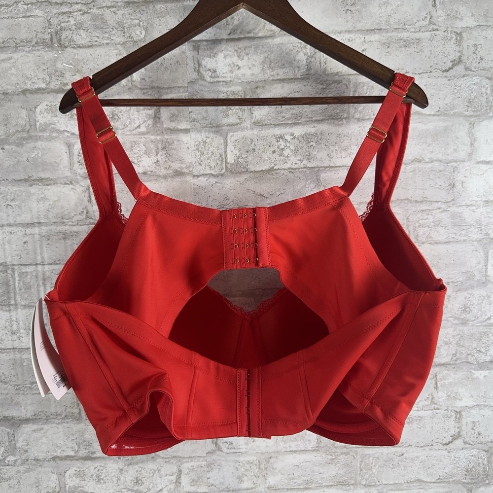 New Ashley Stewart Butterfly Bra Red Smooth Cup Full Coverage Size 42G 42 G‎ - Picture 3 of 11